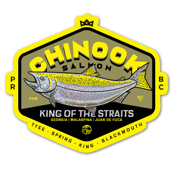 Chinook Salmon Decal - Glitter - Olive/Yellow